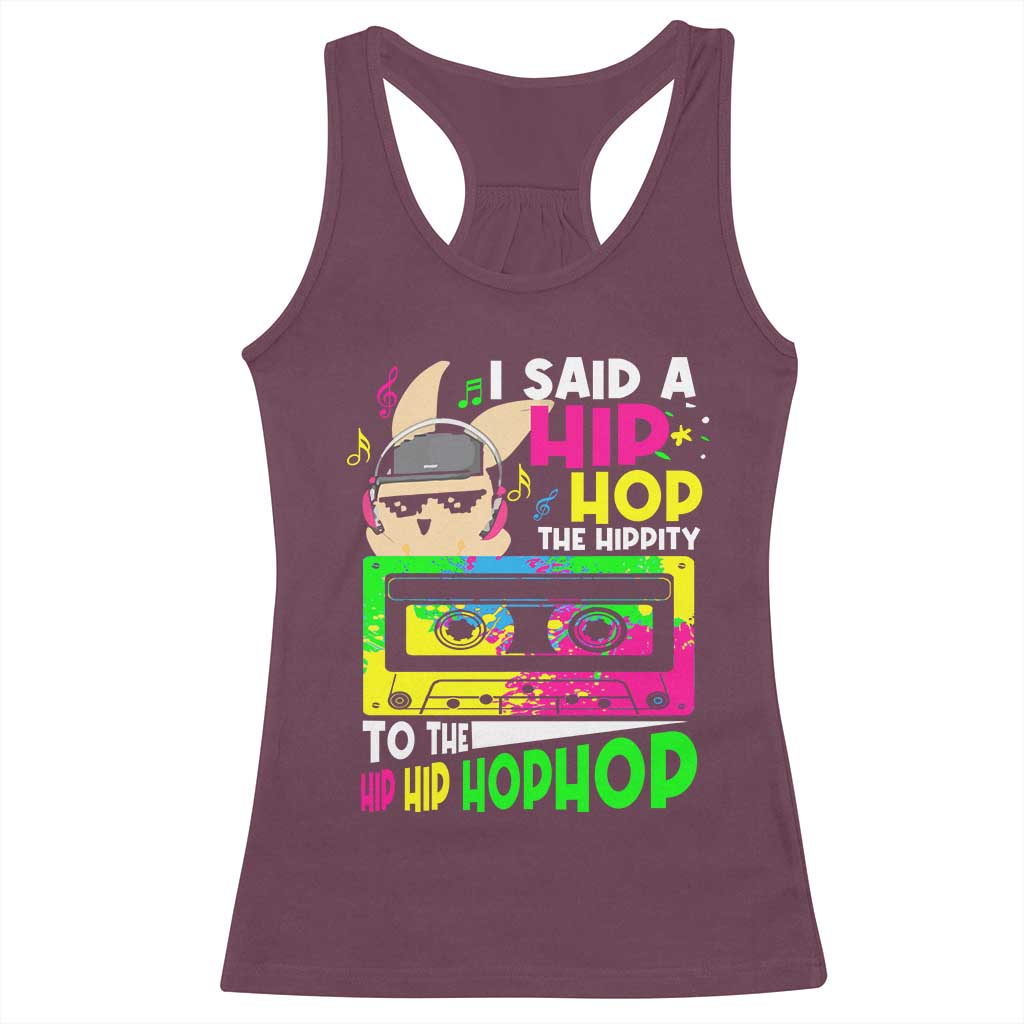 Hip Hop Easter Bunny Racerback Tank Top Funny Hippity Cool Rabbit Lovers Toddler - Wonder Print Shop