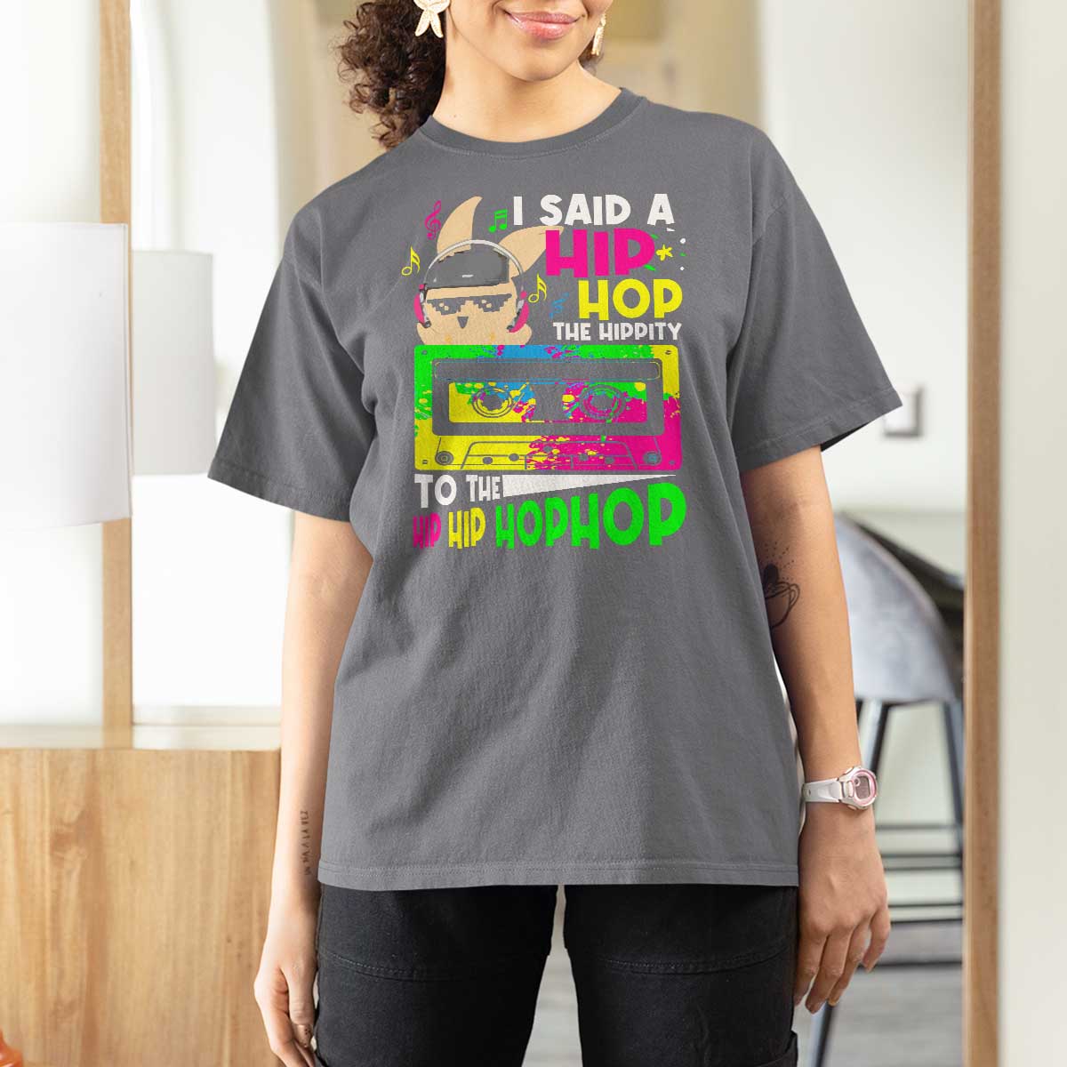 Hip Hop Easter Bunny T Shirt For Women Funny Hippity Cool Rabbit Lovers Toddler - Wonder Print Shop