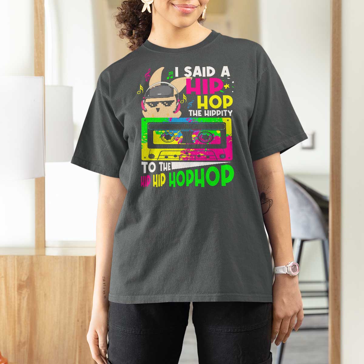 Hip Hop Easter Bunny T Shirt For Women Funny Hippity Cool Rabbit Lovers Toddler - Wonder Print Shop