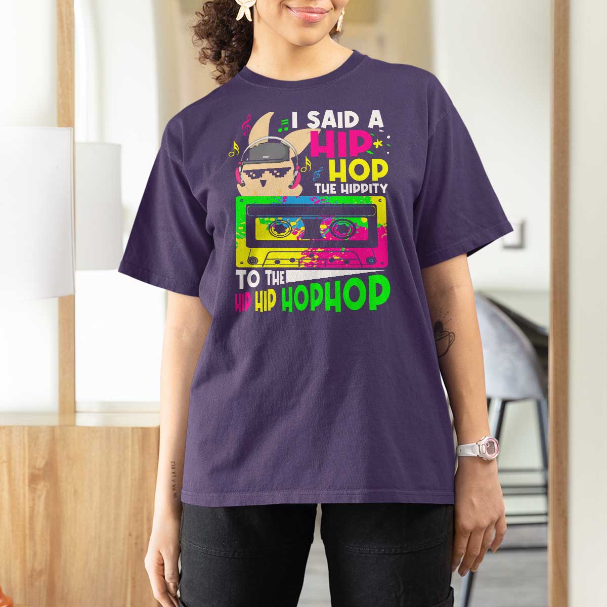 Hip Hop Easter Bunny T Shirt For Women Funny Hippity Cool Rabbit Lovers Toddler - Wonder Print Shop
