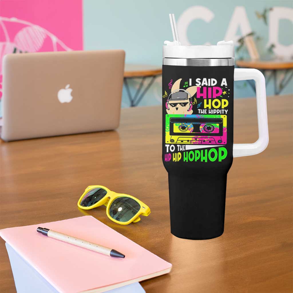 Hip Hop Easter Bunny Tumbler With Handle Funny Hippity Cool Rabbit Lovers Toddler - Wonder Print Shop