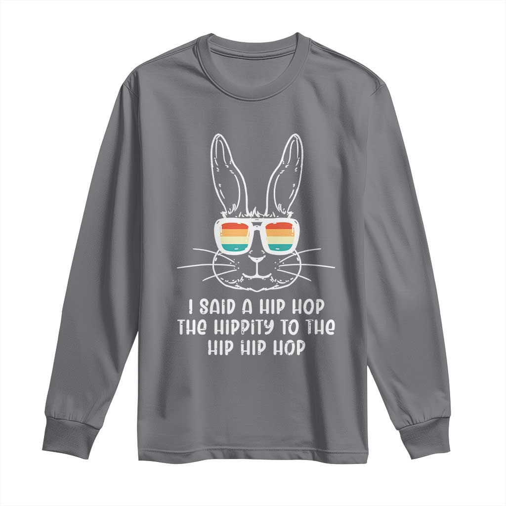 Retro Hip Hop Easter Bunny Long Sleeve Shirt Funny Hippity Cool Rabbit Lovers Toddler - Wonder Print Shop