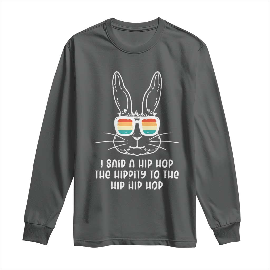 Retro Hip Hop Easter Bunny Long Sleeve Shirt Funny Hippity Cool Rabbit Lovers Toddler - Wonder Print Shop