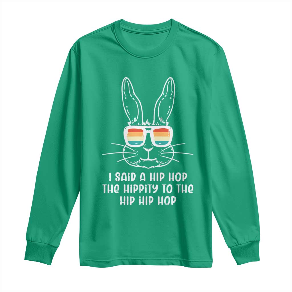Retro Hip Hop Easter Bunny Long Sleeve Shirt Funny Hippity Cool Rabbit Lovers Toddler - Wonder Print Shop