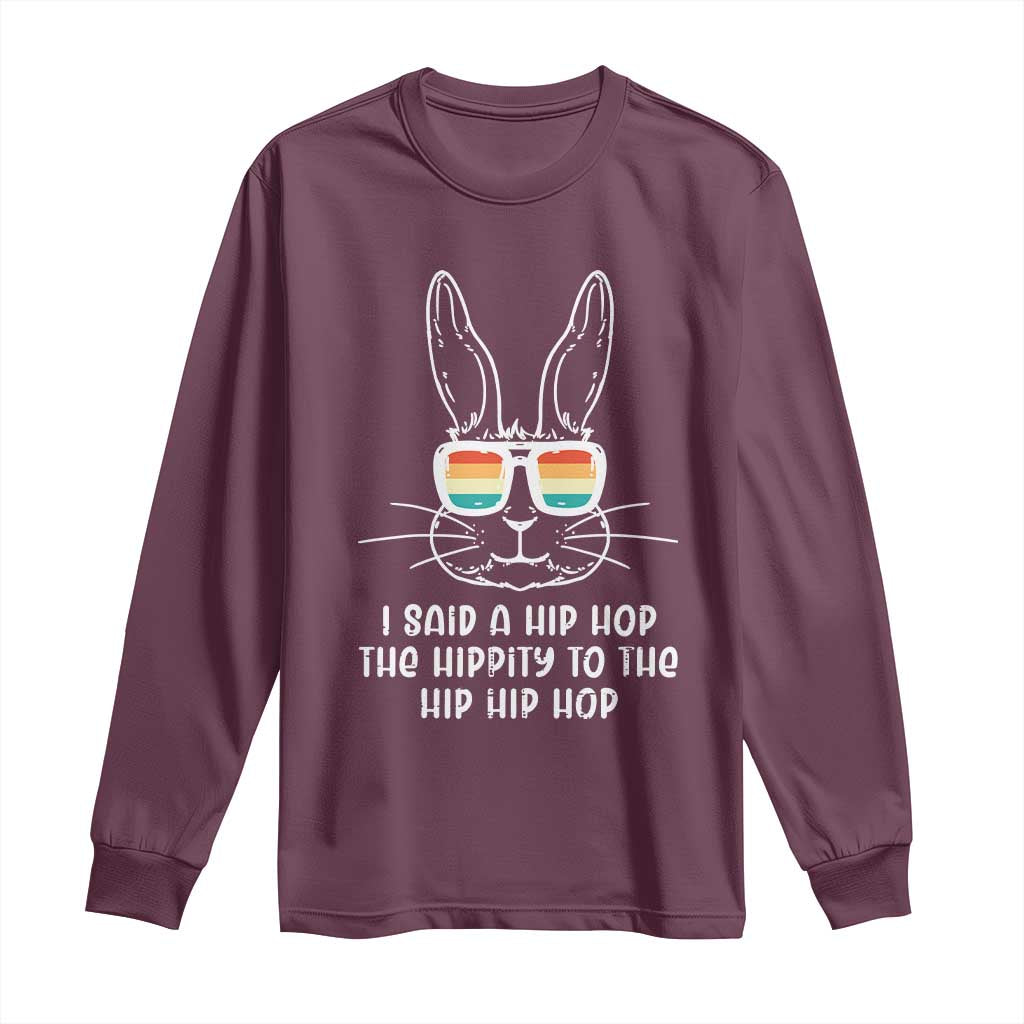 Retro Hip Hop Easter Bunny Long Sleeve Shirt Funny Hippity Cool Rabbit Lovers Toddler - Wonder Print Shop