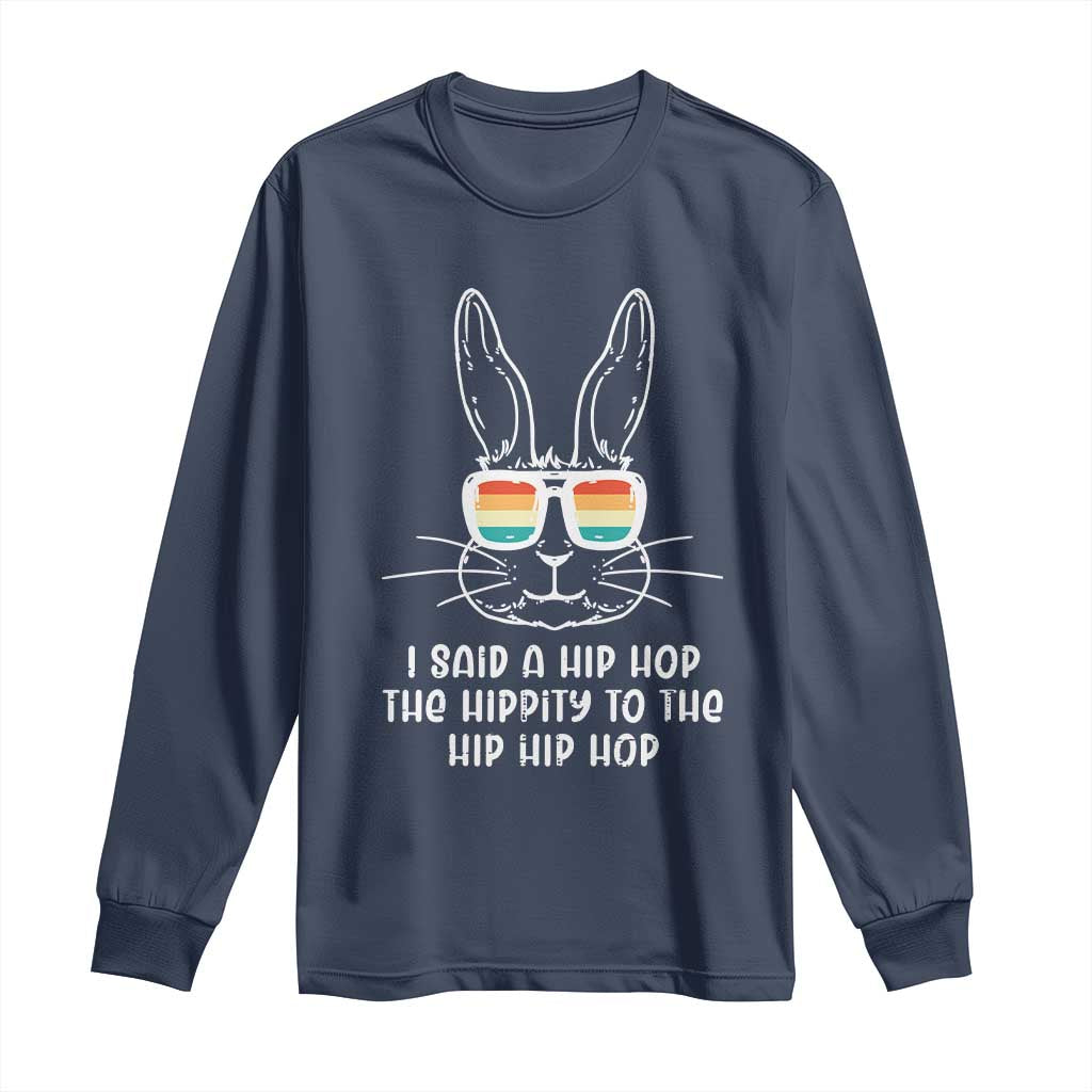 Retro Hip Hop Easter Bunny Long Sleeve Shirt Funny Hippity Cool Rabbit Lovers Toddler - Wonder Print Shop