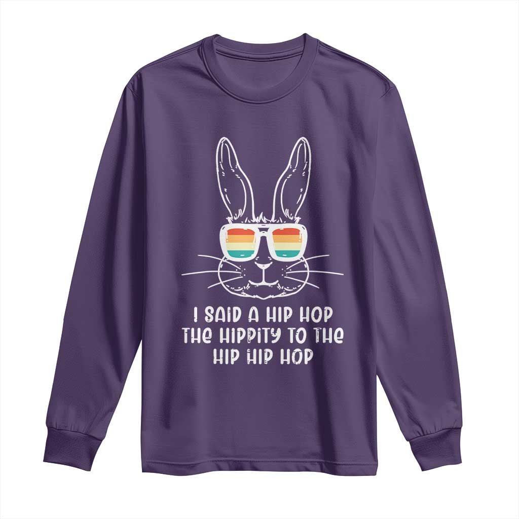Retro Hip Hop Easter Bunny Long Sleeve Shirt Funny Hippity Cool Rabbit Lovers Toddler - Wonder Print Shop