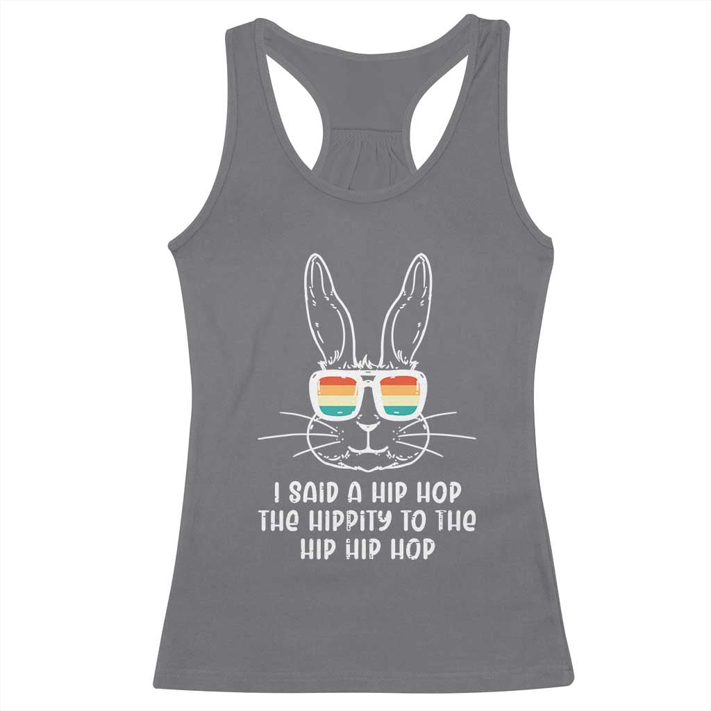 Retro Hip Hop Easter Bunny Racerback Tank Top Funny Hippity Cool Rabbit Lovers Toddler - Wonder Print Shop