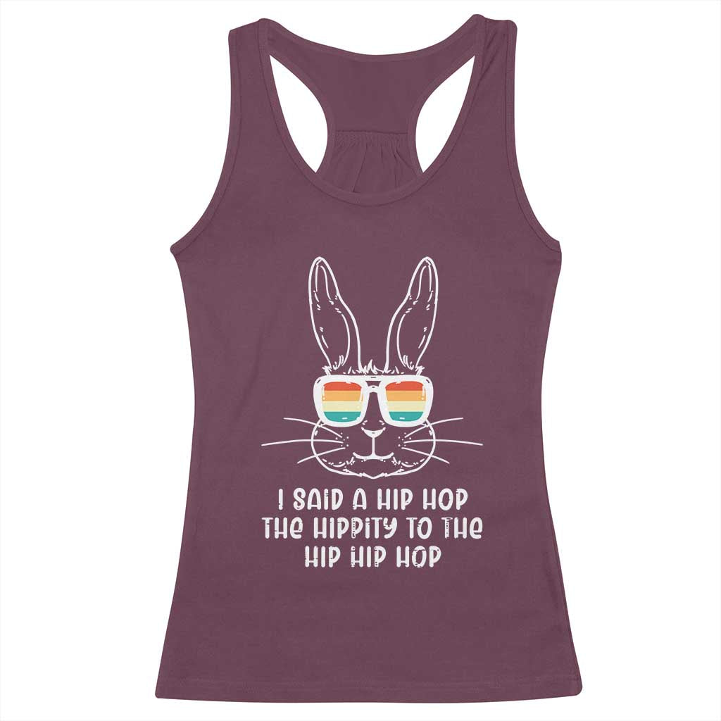 Retro Hip Hop Easter Bunny Racerback Tank Top Funny Hippity Cool Rabbit Lovers Toddler - Wonder Print Shop
