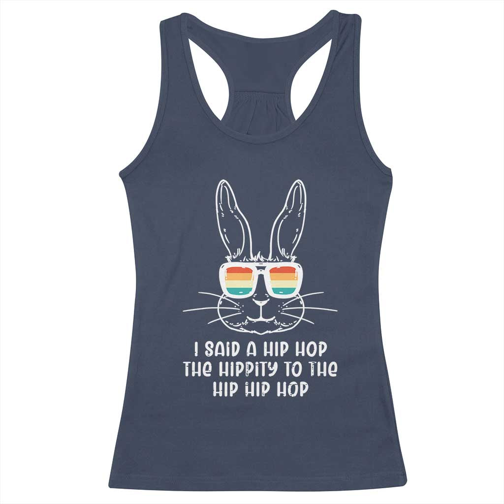 Retro Hip Hop Easter Bunny Racerback Tank Top Funny Hippity Cool Rabbit Lovers Toddler - Wonder Print Shop
