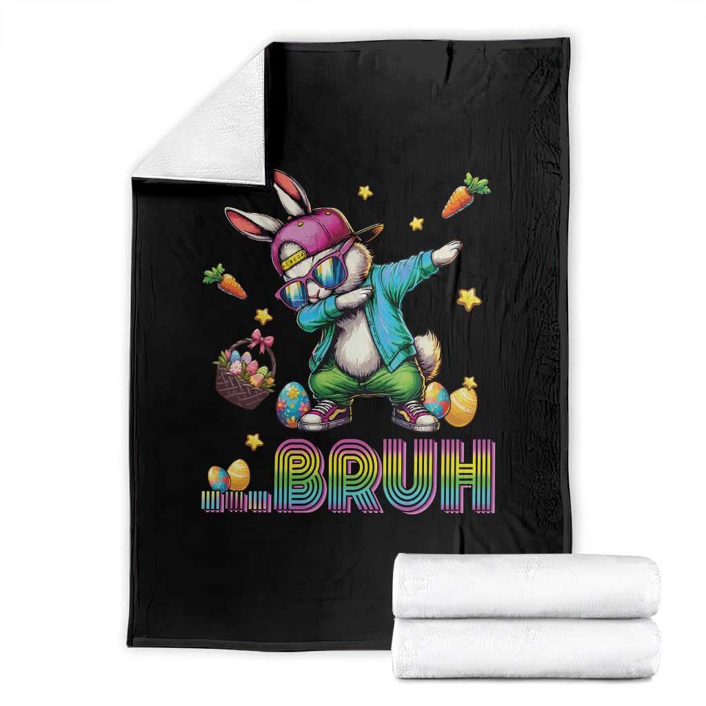 Bruh Dab Bunny Easter Throw Blanket Funny 80s Retro Vintage Party Cool Rabbit - Wonder Print Shop