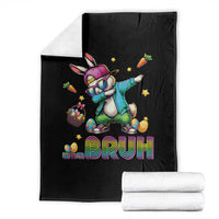 Bruh Dab Bunny Easter Throw Blanket Funny 80s Retro Vintage Party Cool Rabbit - Wonder Print Shop