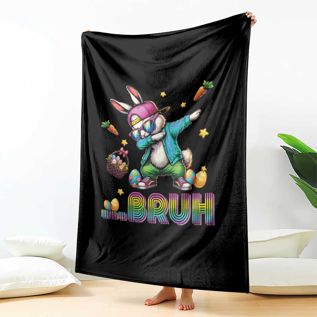Bruh Dab Bunny Easter Throw Blanket Funny 80s Retro Vintage Party Cool Rabbit - Wonder Print Shop