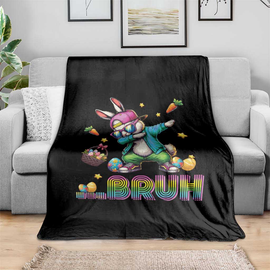 Bruh Dab Bunny Easter Throw Blanket Funny 80s Retro Vintage Party Cool Rabbit - Wonder Print Shop