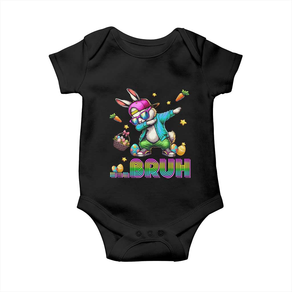 Bruh Dab Bunny Easter Baby Onesie Funny 80s Retro Vintage Party Cool Rabbit - Wonder Print Shop