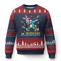 Bruh Dab Bunny Easter Ugly Christmas Sweater Funny 80s Retro Vintage Party Cool Rabbit - Wonder Print Shop