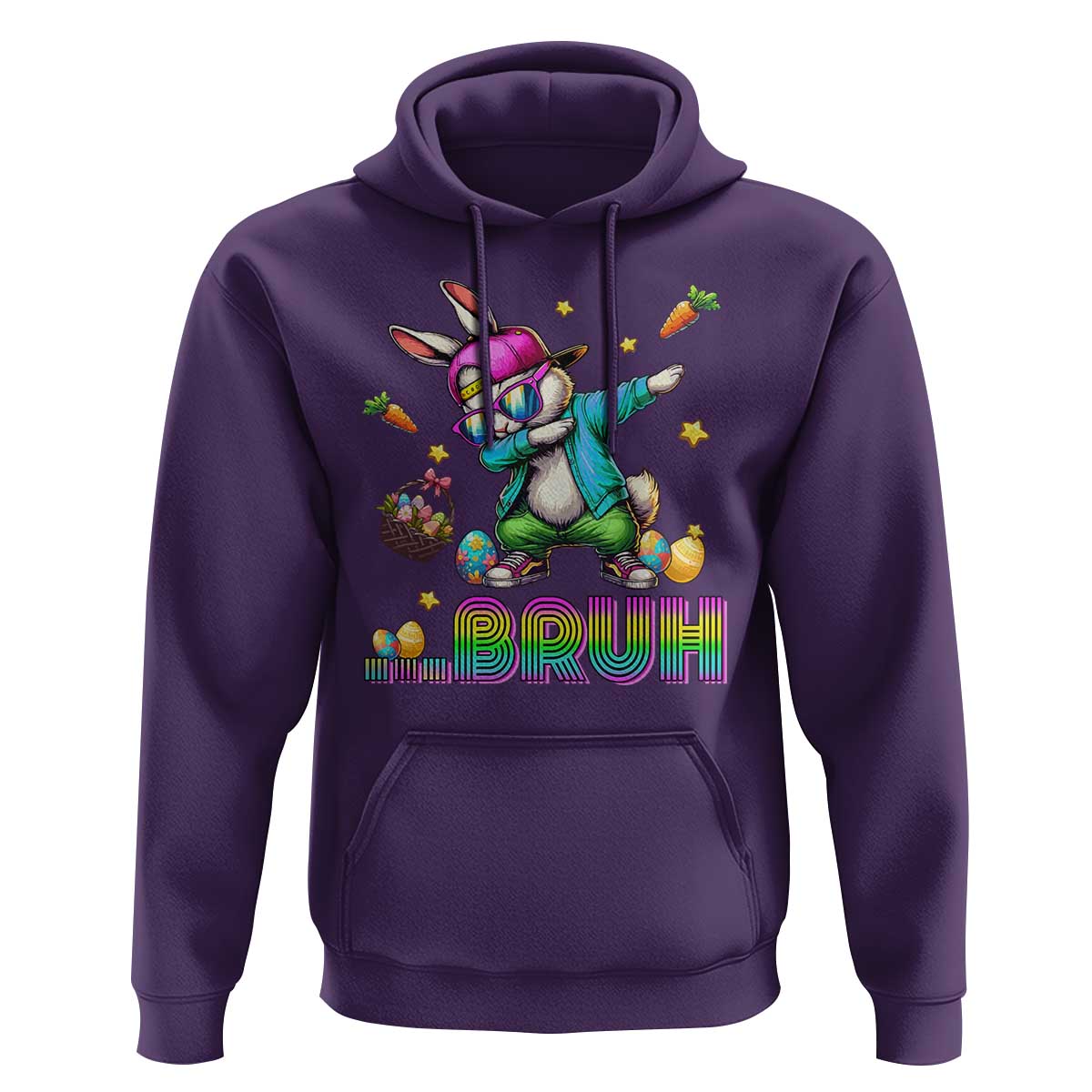 Bruh Dab Bunny Easter Hoodie Funny 80s Retro Vintage Party Cool Rabbit - Wonder Print Shop
