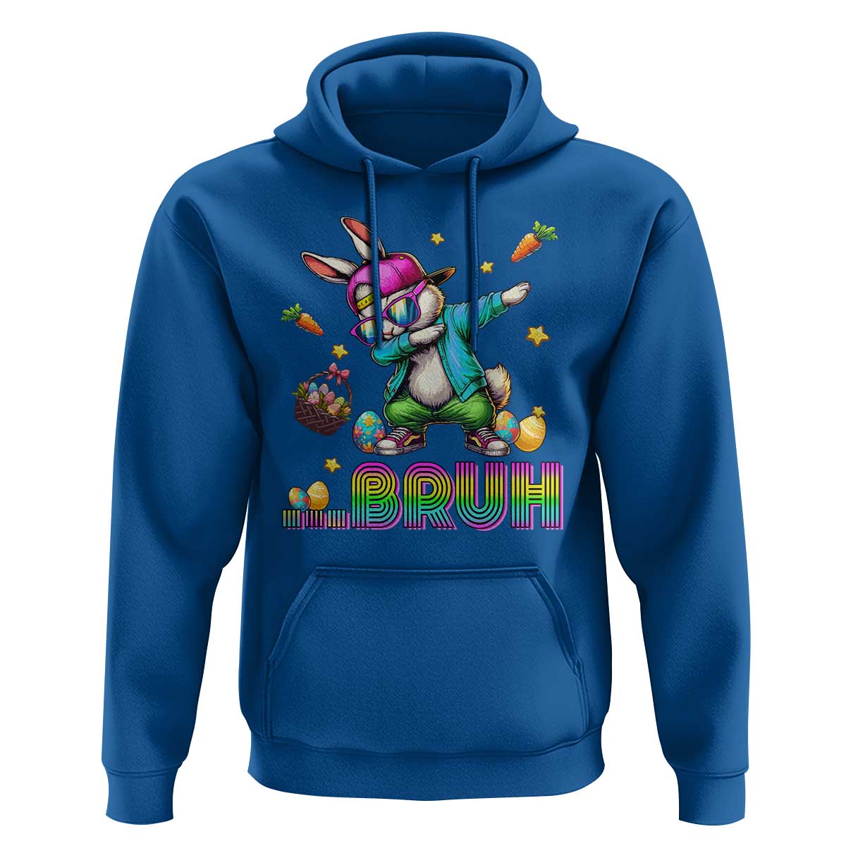 Bruh Dab Bunny Easter Hoodie Funny 80s Retro Vintage Party Cool Rabbit - Wonder Print Shop