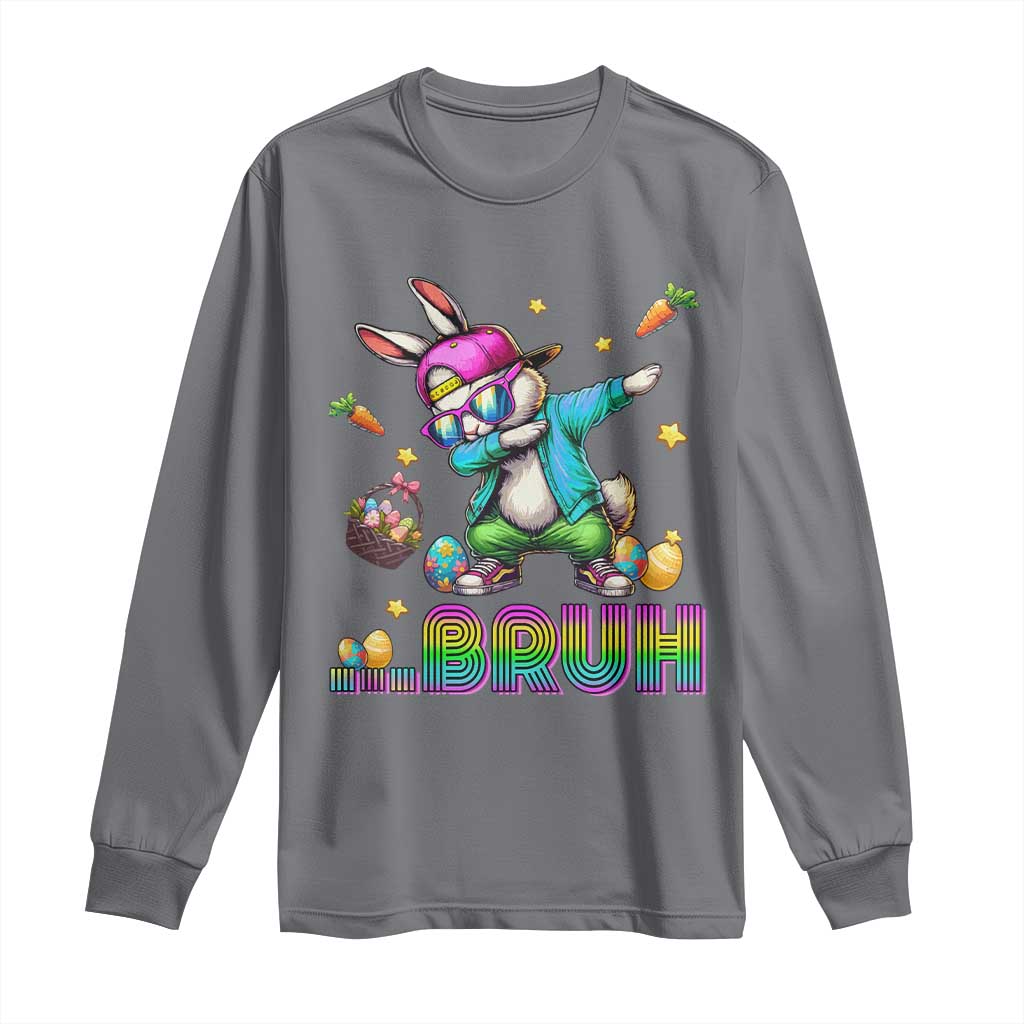 Bruh Dab Bunny Easter Long Sleeve Shirt Funny 80s Retro Vintage Party Cool Rabbit - Wonder Print Shop
