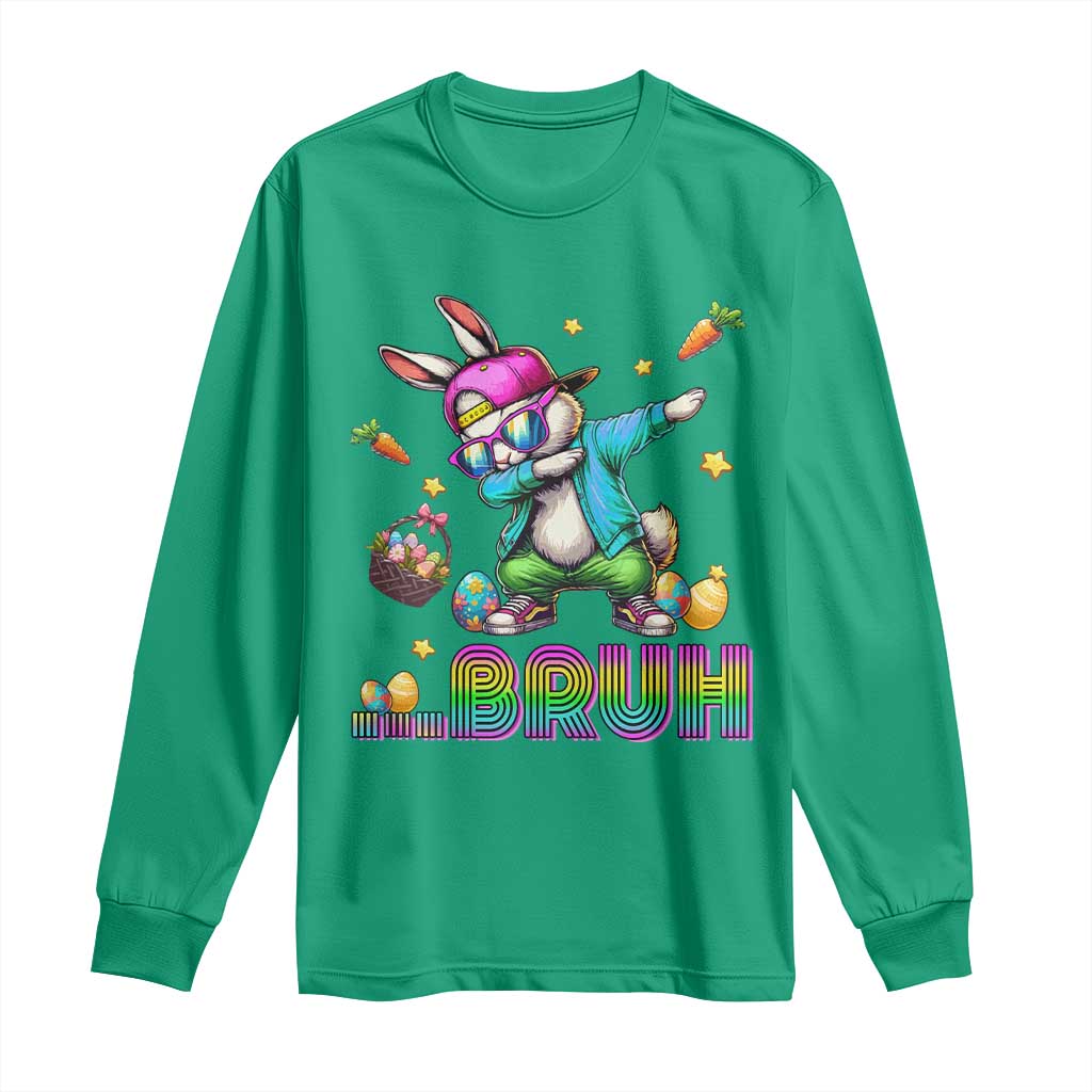 Bruh Dab Bunny Easter Long Sleeve Shirt Funny 80s Retro Vintage Party Cool Rabbit - Wonder Print Shop