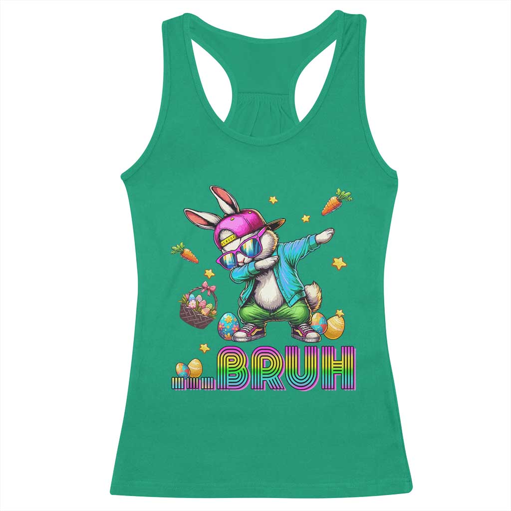 Bruh Dab Bunny Easter Racerback Tank Top Funny 80s Retro Vintage Party Cool Rabbit - Wonder Print Shop