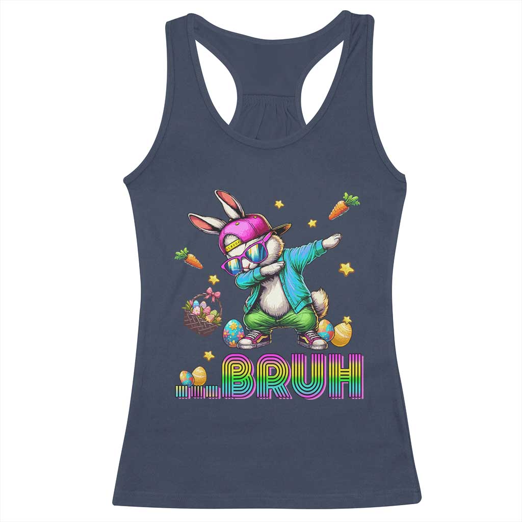 Bruh Dab Bunny Easter Racerback Tank Top Funny 80s Retro Vintage Party Cool Rabbit - Wonder Print Shop