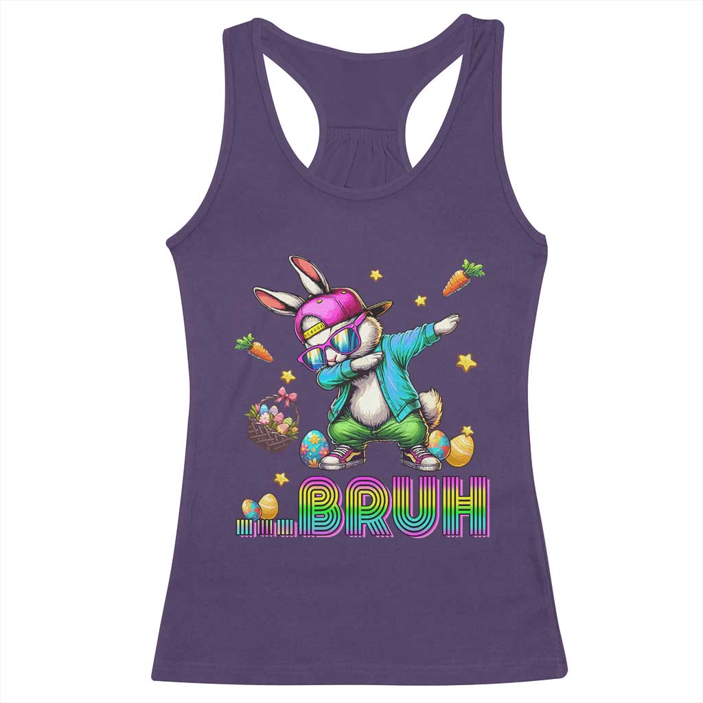 Bruh Dab Bunny Easter Racerback Tank Top Funny 80s Retro Vintage Party Cool Rabbit - Wonder Print Shop