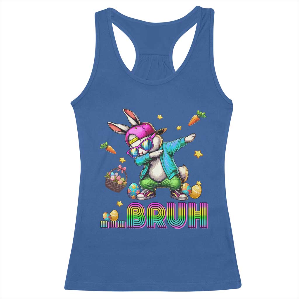 Bruh Dab Bunny Easter Racerback Tank Top Funny 80s Retro Vintage Party Cool Rabbit - Wonder Print Shop