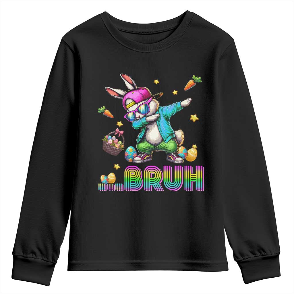 Bruh Dab Bunny Easter Youth Sweatshirt Funny 80s Retro Vintage Party Cool Rabbit - Wonder Print Shop