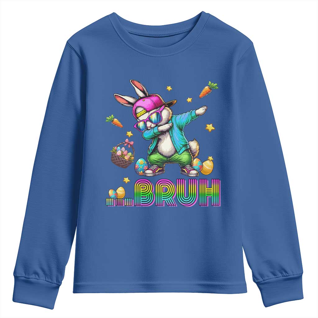 Bruh Dab Bunny Easter Youth Sweatshirt Funny 80s Retro Vintage Party Cool Rabbit - Wonder Print Shop