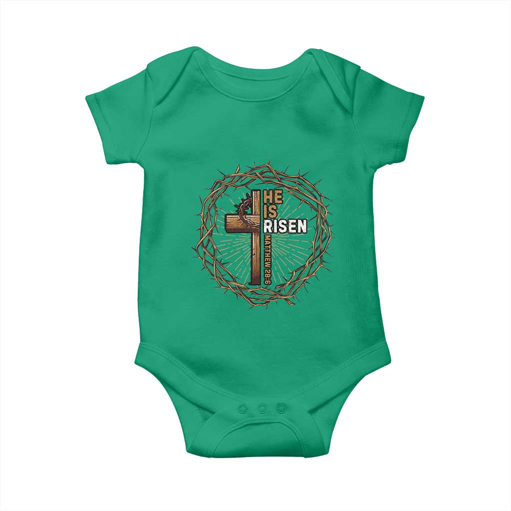 Easter Cross He is Risen Baby Onesie Jesus Christian Crown Of Thorns - Wonder Print Shop