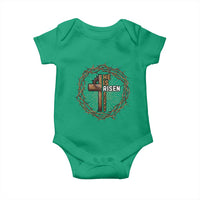 Easter Cross He is Risen Baby Onesie Jesus Christian Crown Of Thorns - Wonder Print Shop