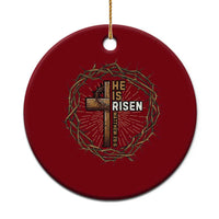 Easter Cross He is Risen Ceramic Ornament Jesus Christian Crown Of Thorns - Wonder Print Shop