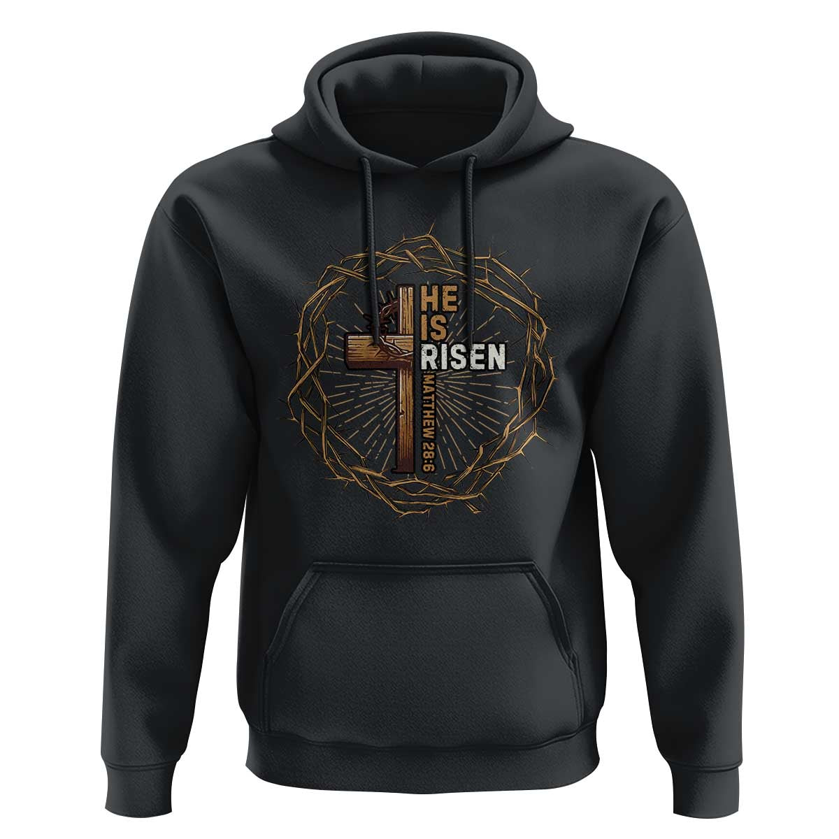 Easter Cross He is Risen Hoodie Jesus Christian Crown Of Thorns - Wonder Print Shop