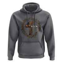 Easter Cross He is Risen Hoodie Jesus Christian Crown Of Thorns - Wonder Print Shop