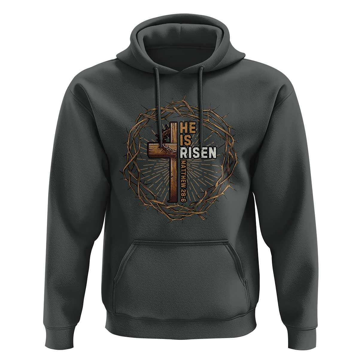 Easter Cross He is Risen Hoodie Jesus Christian Crown Of Thorns - Wonder Print Shop