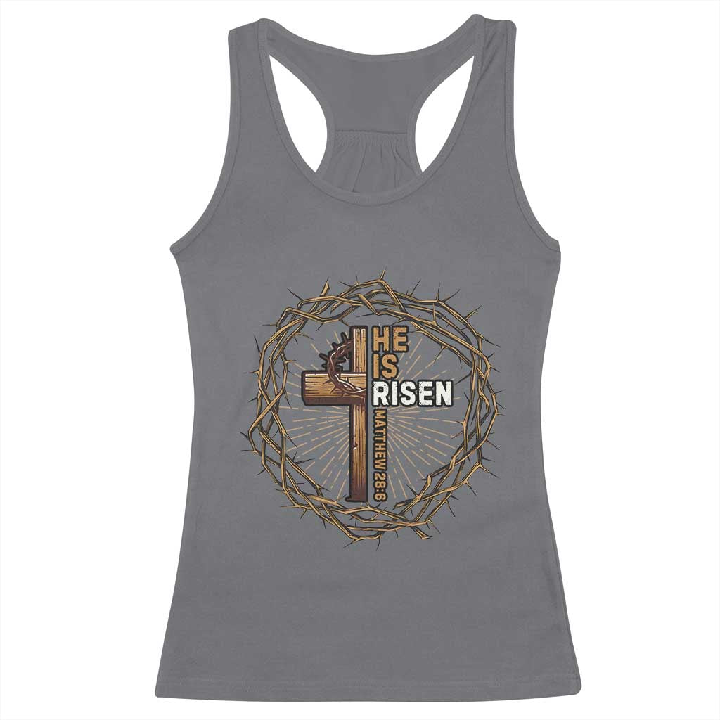 Easter Cross He is Risen Racerback Tank Top Jesus Christian Crown Of Thorns - Wonder Print Shop