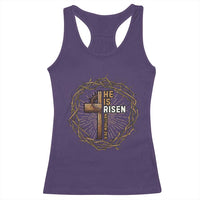 Easter Cross He is Risen Racerback Tank Top Jesus Christian Crown Of Thorns - Wonder Print Shop