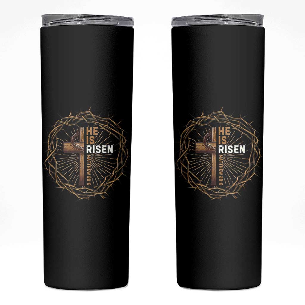 Easter Cross He is Risen Skinny Tumbler Jesus Christian Crown Of Thorns - Wonder Print Shop