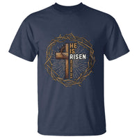 Easter Cross He is Risen T Shirt Jesus Christian Crown Of Thorns - Wonder Print Shop