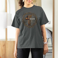 Easter Cross He is Risen T Shirt For Women Jesus Christian Crown Of Thorns - Wonder Print Shop