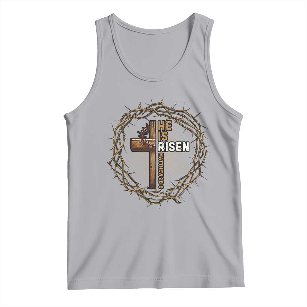 Easter Cross He is Risen Tank Top Jesus Christian Crown Of Thorns - Wonder Print Shop