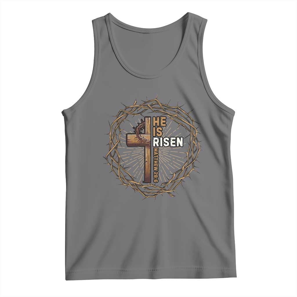 Easter Cross He is Risen Tank Top Jesus Christian Crown Of Thorns - Wonder Print Shop