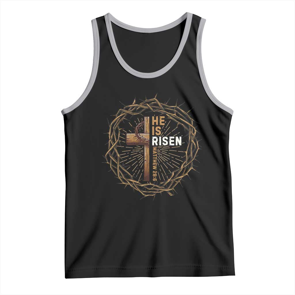 Easter Cross He is Risen Tank Top Jesus Christian Crown Of Thorns - Wonder Print Shop