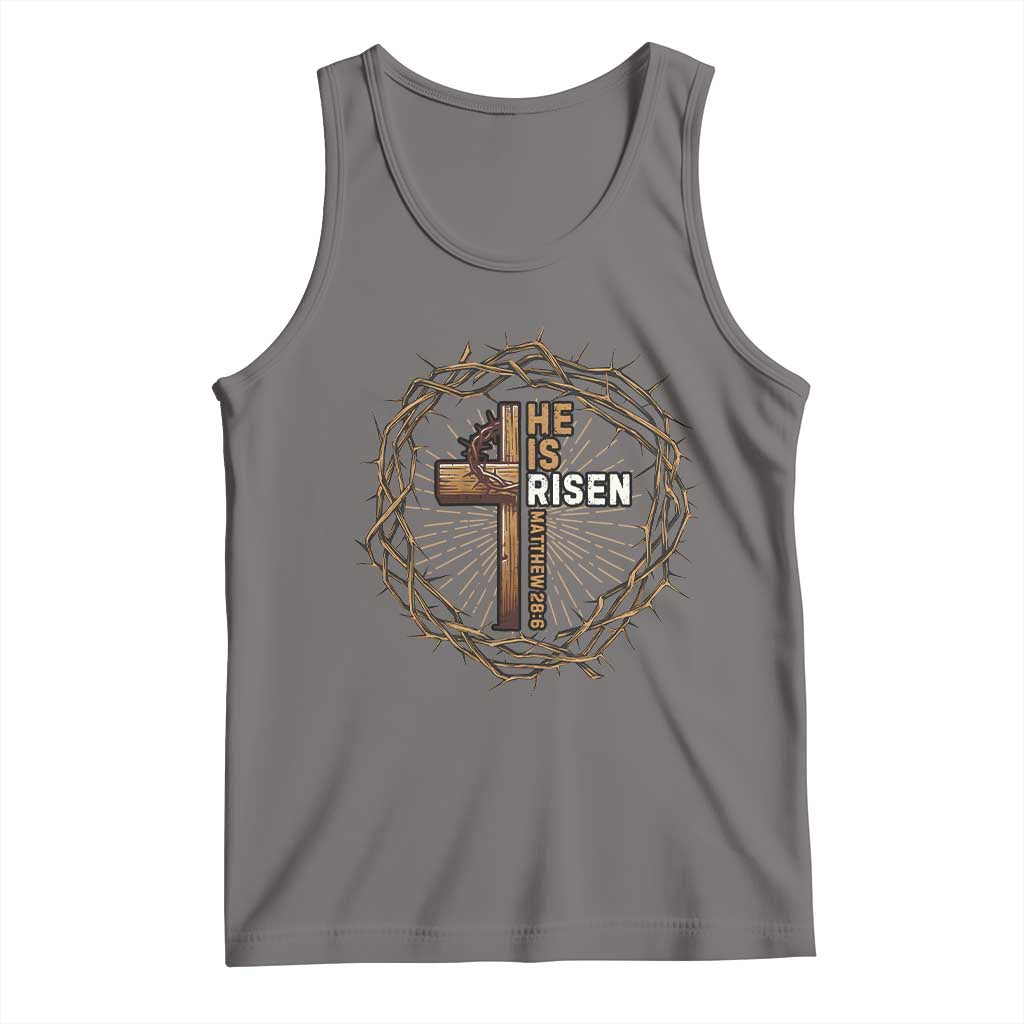 Easter Cross He is Risen Tank Top Jesus Christian Crown Of Thorns - Wonder Print Shop