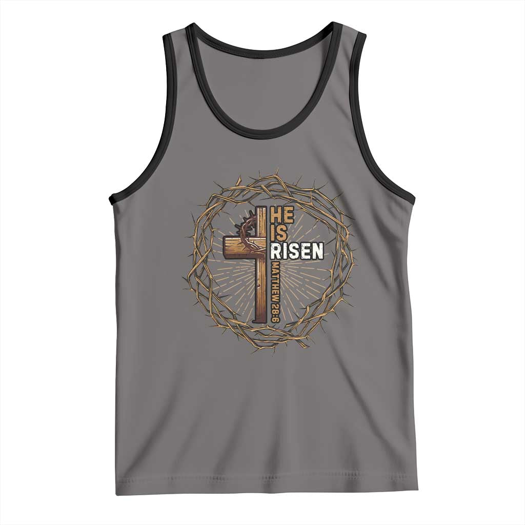 Easter Cross He is Risen Tank Top Jesus Christian Crown Of Thorns - Wonder Print Shop