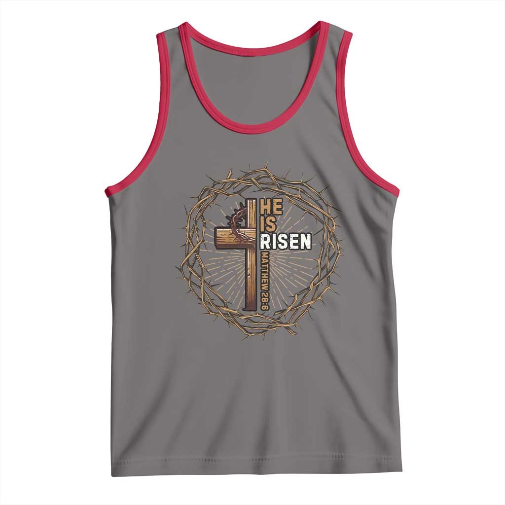 Easter Cross He is Risen Tank Top Jesus Christian Crown Of Thorns - Wonder Print Shop