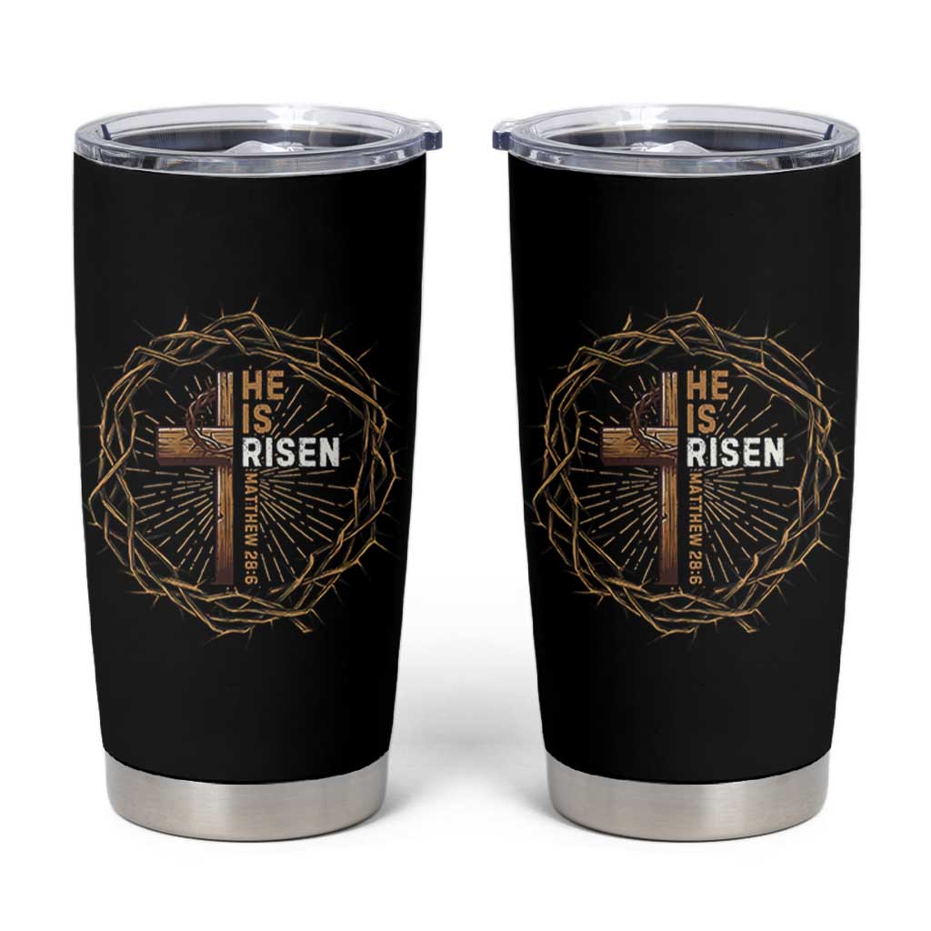 Easter Cross He is Risen Tumbler Cup Jesus Christian Crown Of Thorns - Wonder Print Shop