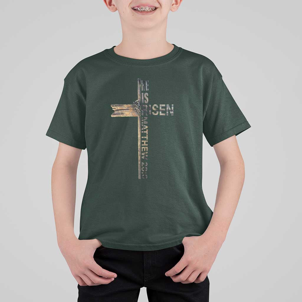 He is Risen T Shirt For Kid Religious Easter Cross Jesus Christian