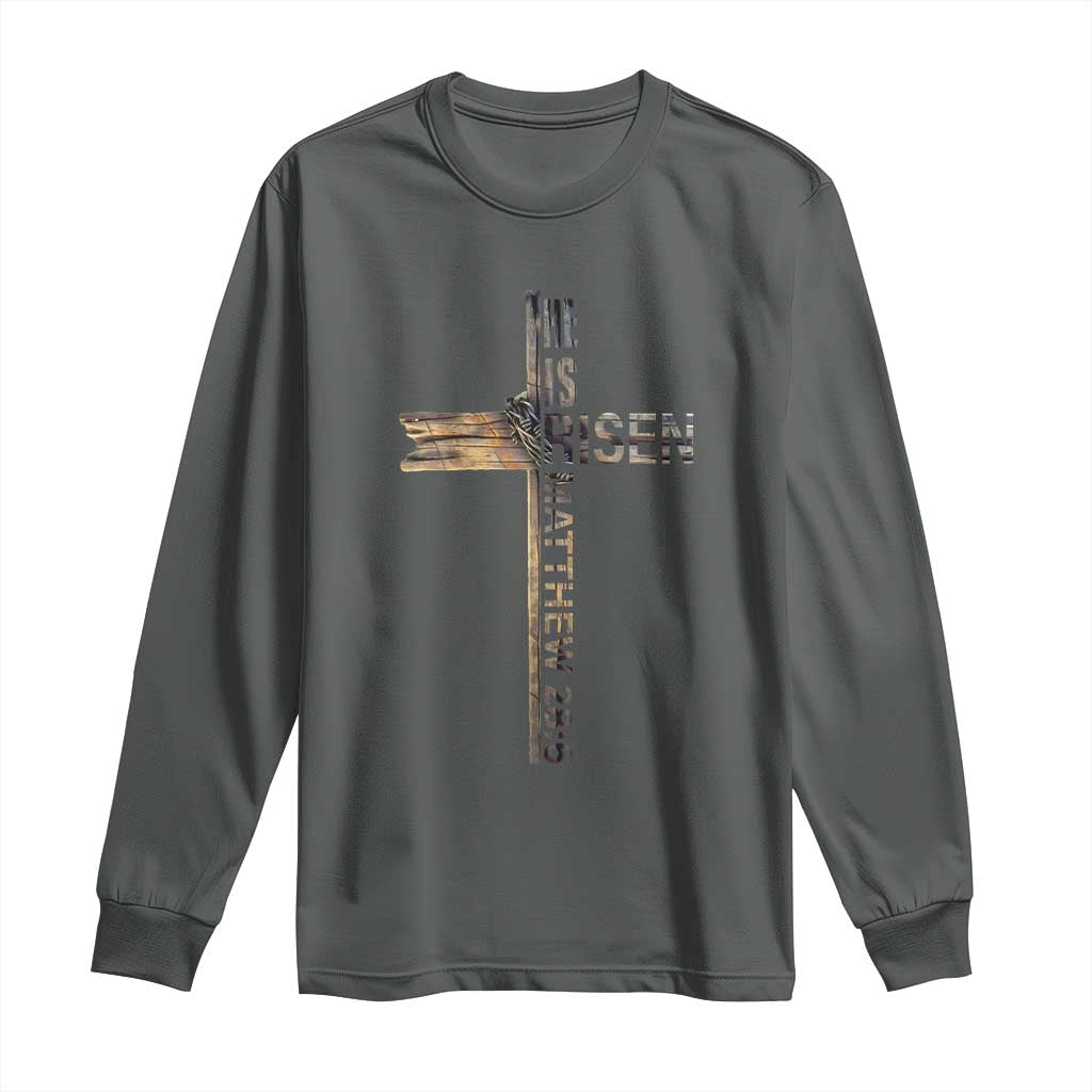 He is Risen Long Sleeve Shirt Religious Easter Cross Jesus Christian
